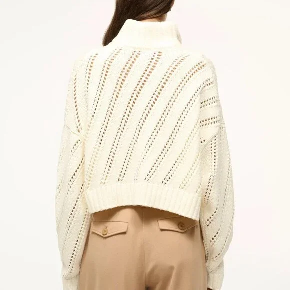Staud Ivory Hampton Half Zip Cropped Sweater NWT XL Cotton Knit - Picture 5 of 10